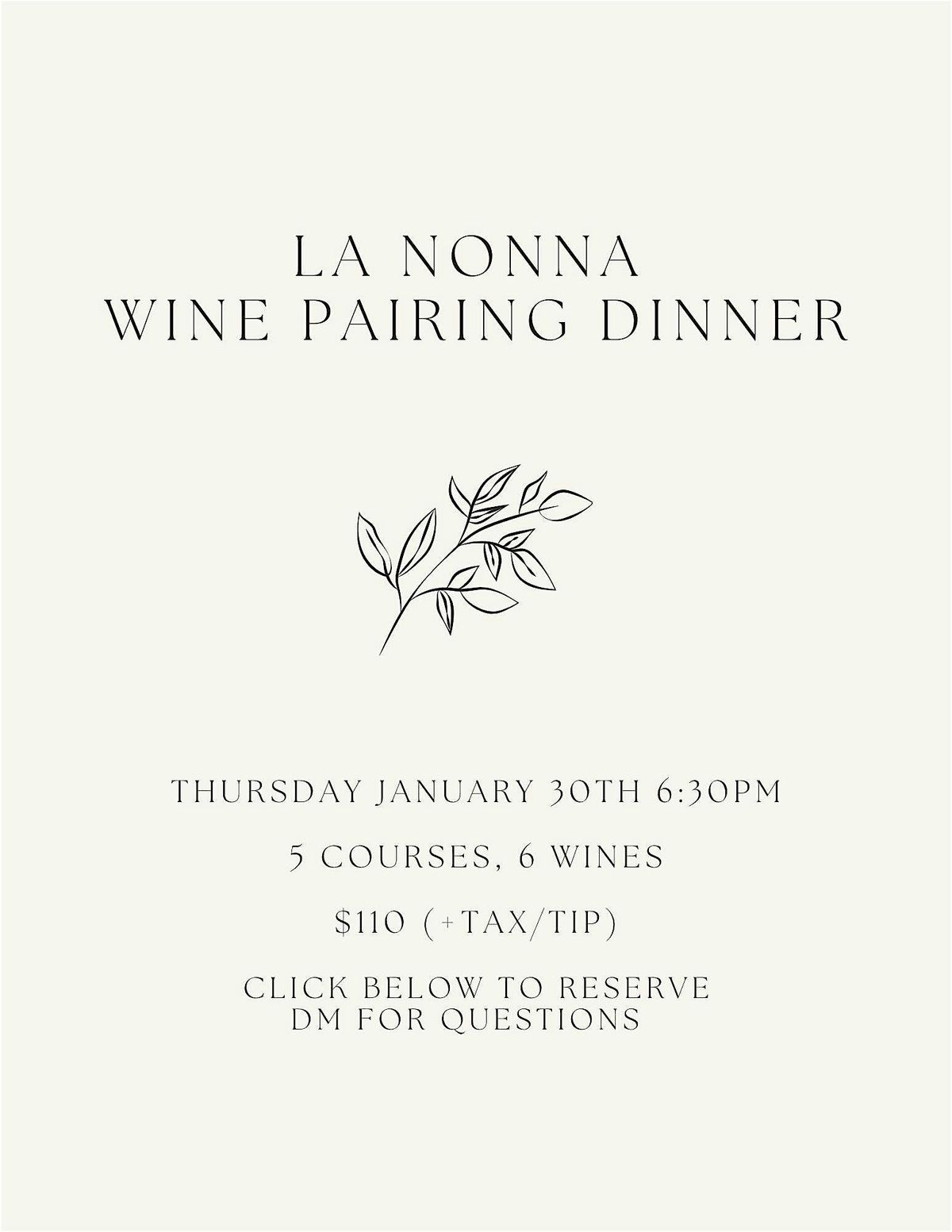 5 Course Wine Pairing Dinner at La Nonna!