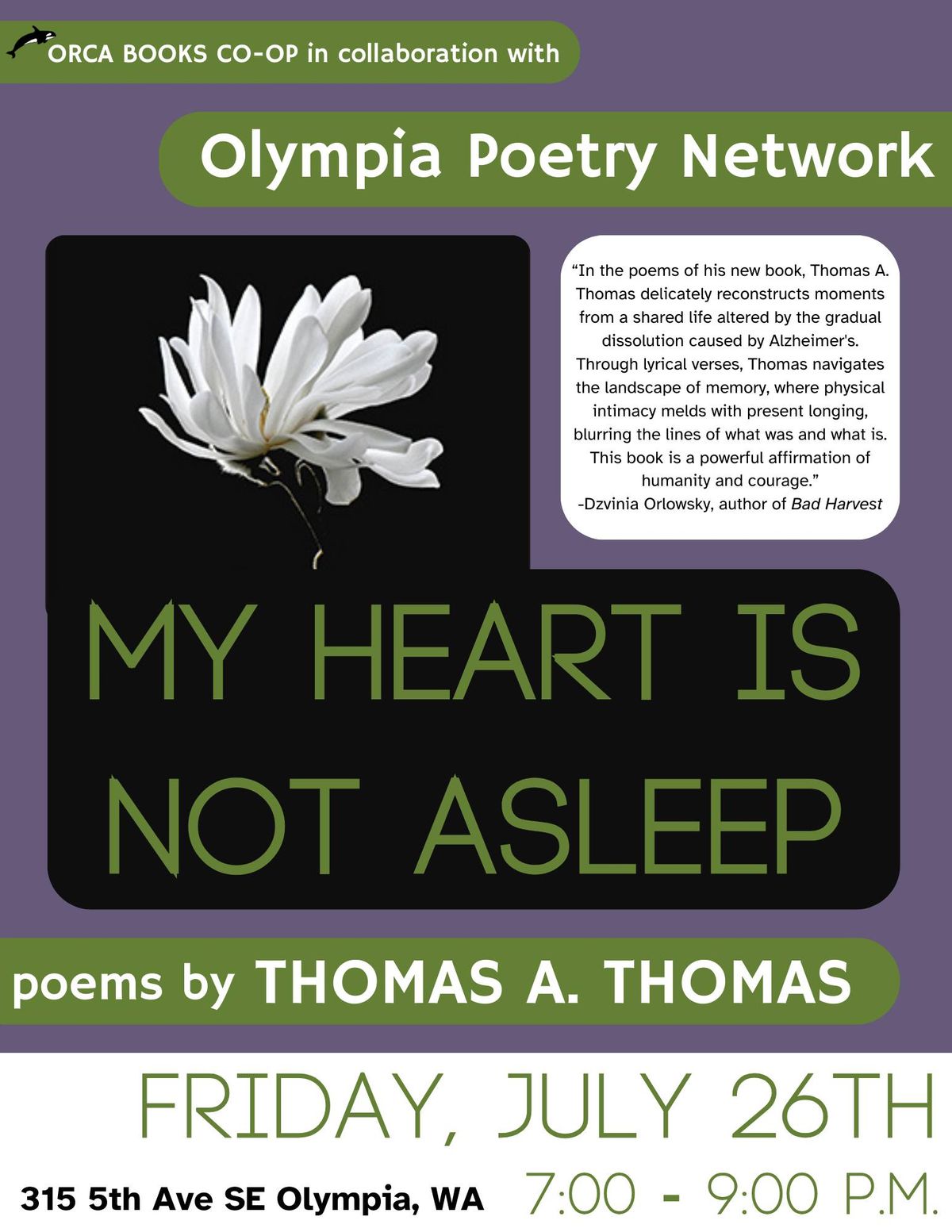 Olympia Poetry Network with Thomas A. Thomas