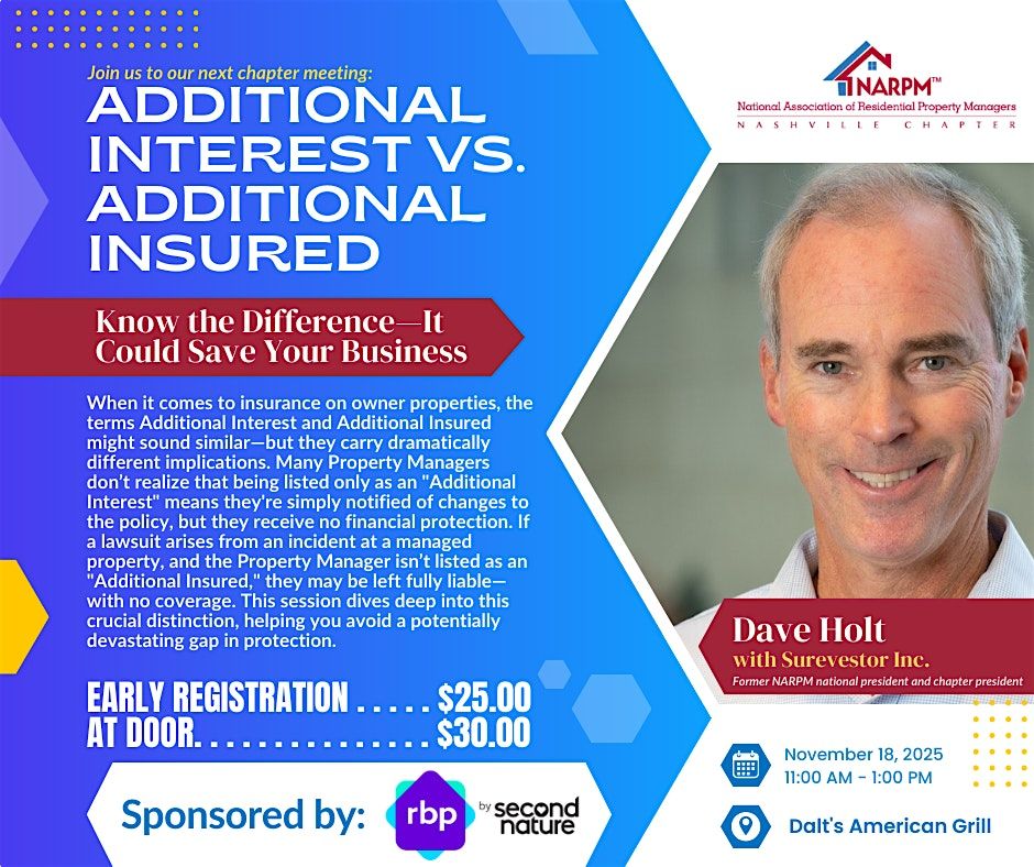 NARPM Nashville Chapter | Additional Interest vs. Additional Insured