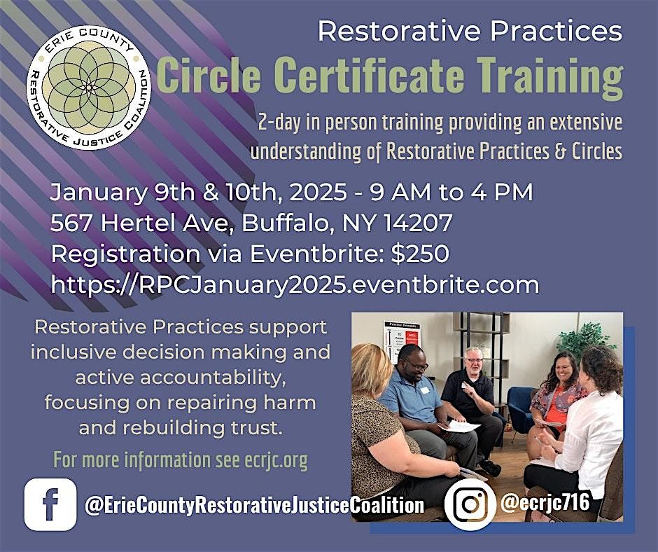 2-Day Restorative Practices Circle Certificate Training (January 2025)