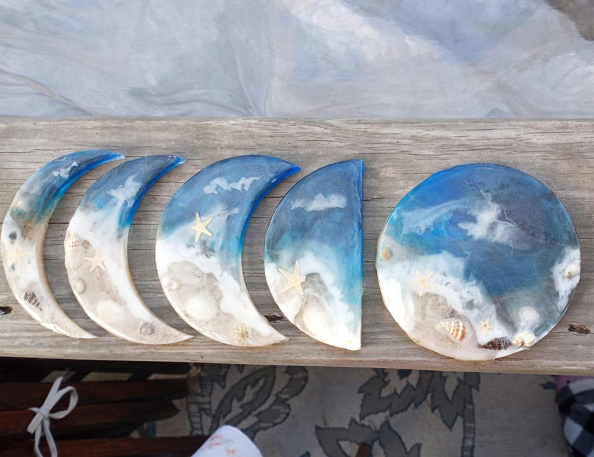 Beginner Resin moon phases workshop- you pick - using crystals and glass