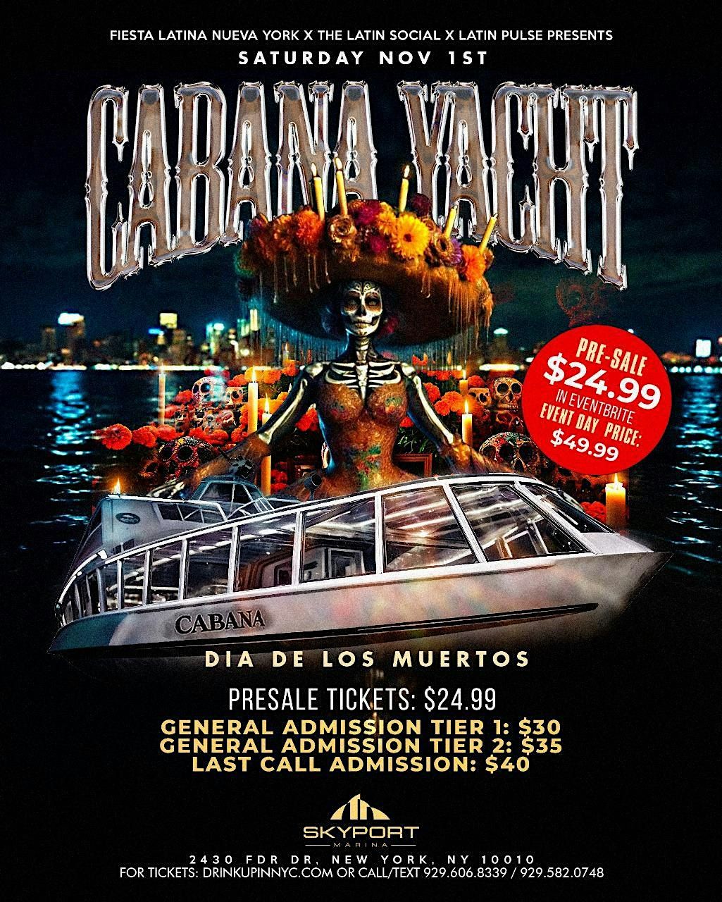SAT, NOV 1ST: DIA DE LOS MUERTOS - HALLOWEEN PARTY @ CABANA YACHT