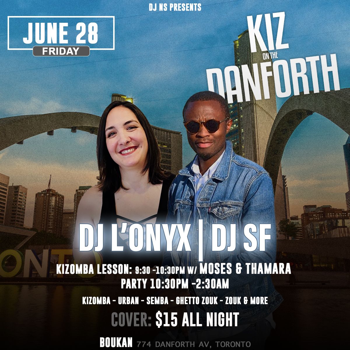 Kiz On The Danforth w\/ DJ L'ONYX  & DJ SF || Kizomba lesson by Moses & Thamara