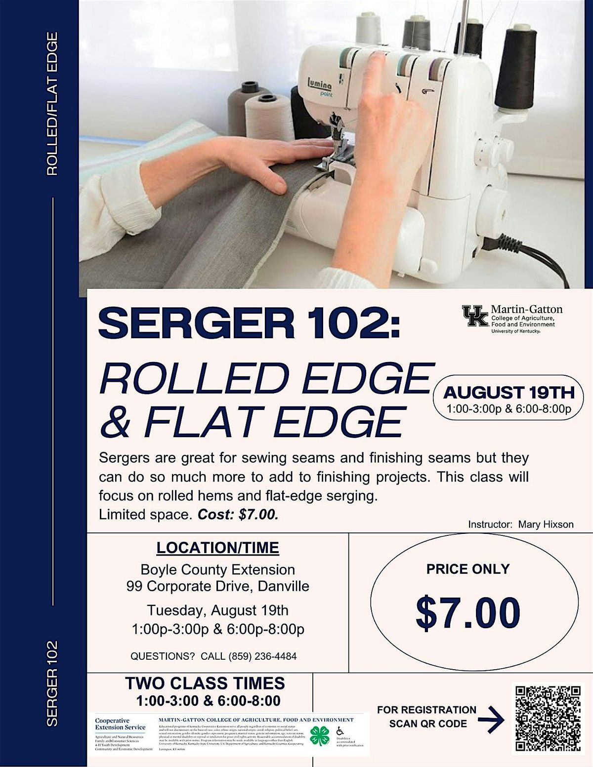 Serger 102:  Rolled Edge & Flat Edge