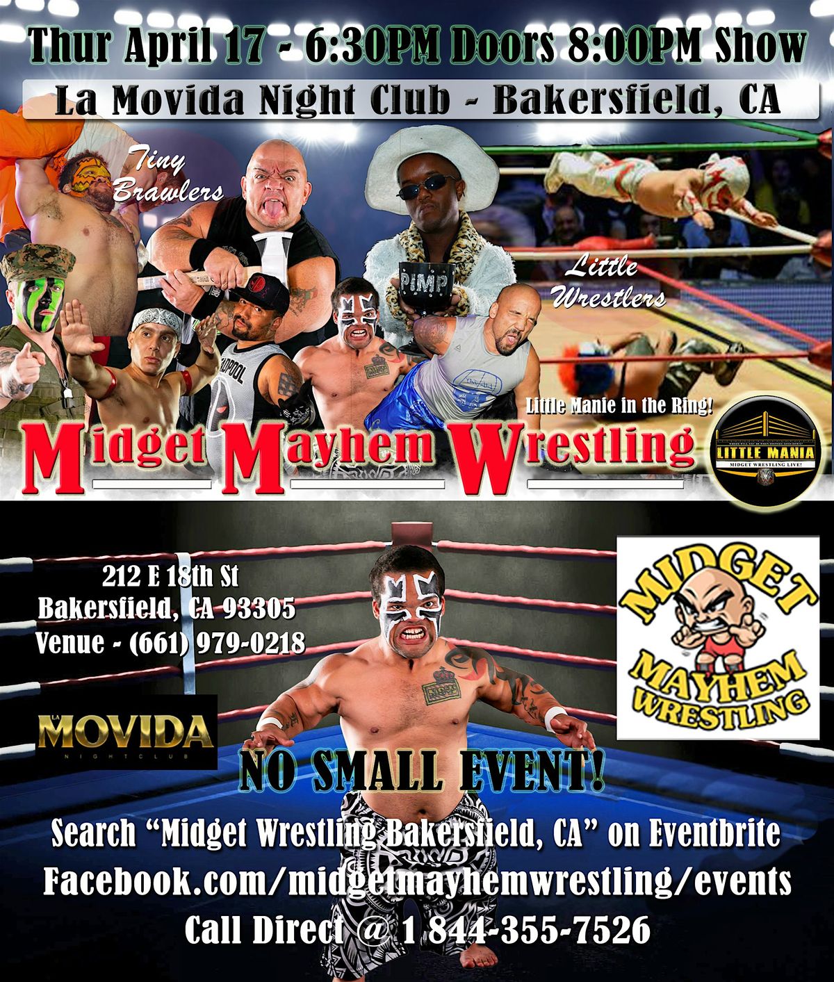 Midget Mayhem Wrestling Rips Through the Ring! Bakersfield CA 18+