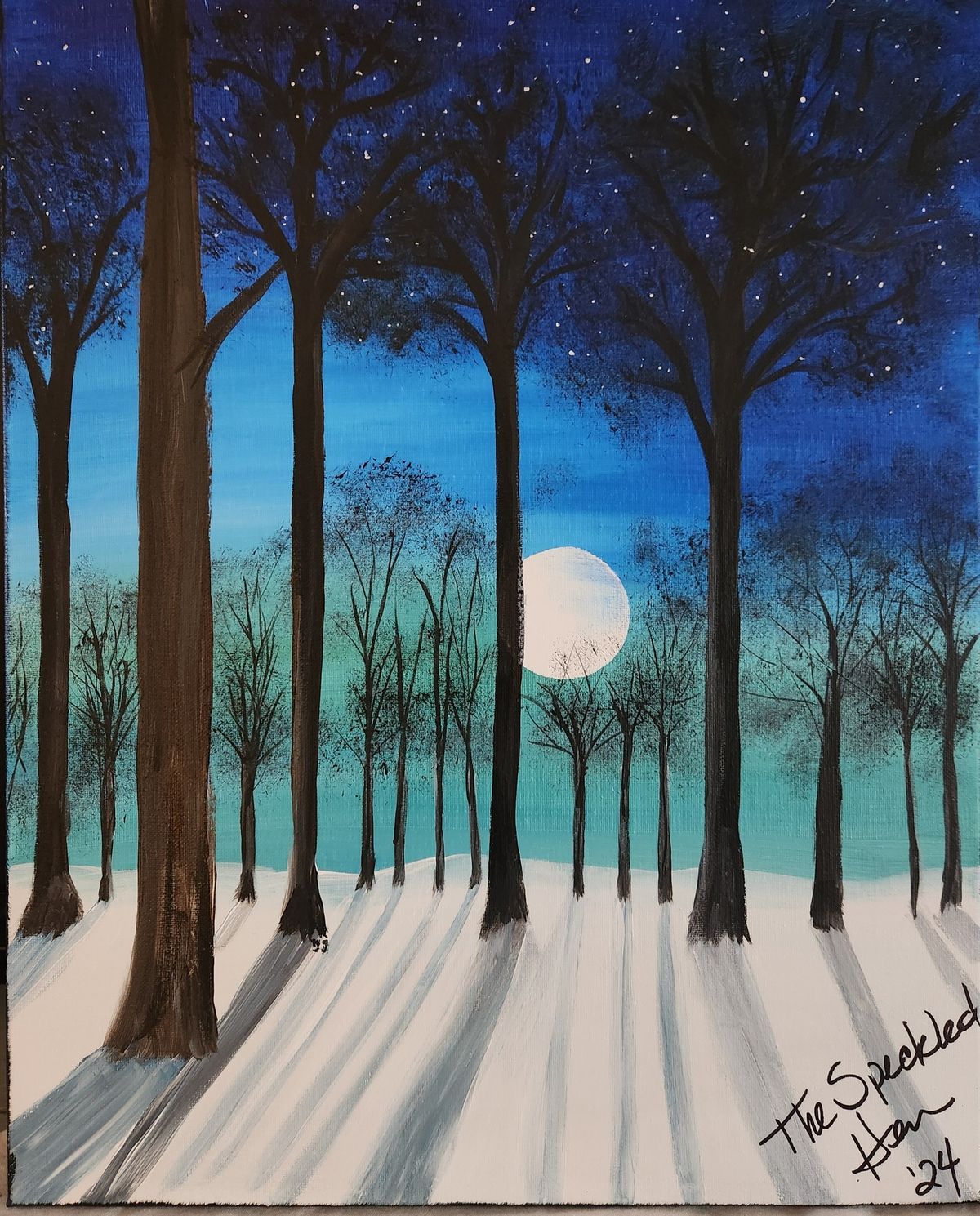 "Moon Shadows" Paint 'n Sip, Monday, Jan.20th 6-8:00pm at Wicked Teuton, Oak Harbor