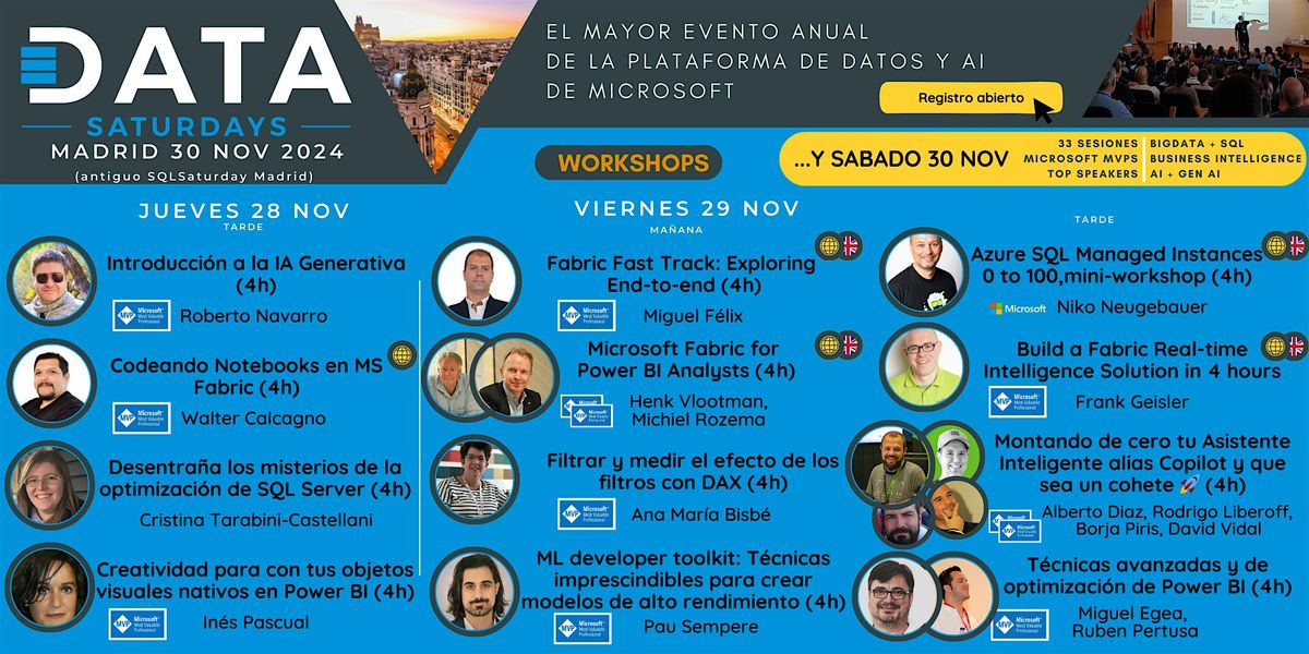 Workshops pre Data Saturday Madrid 2024 (SQLSaturdayMadrid)