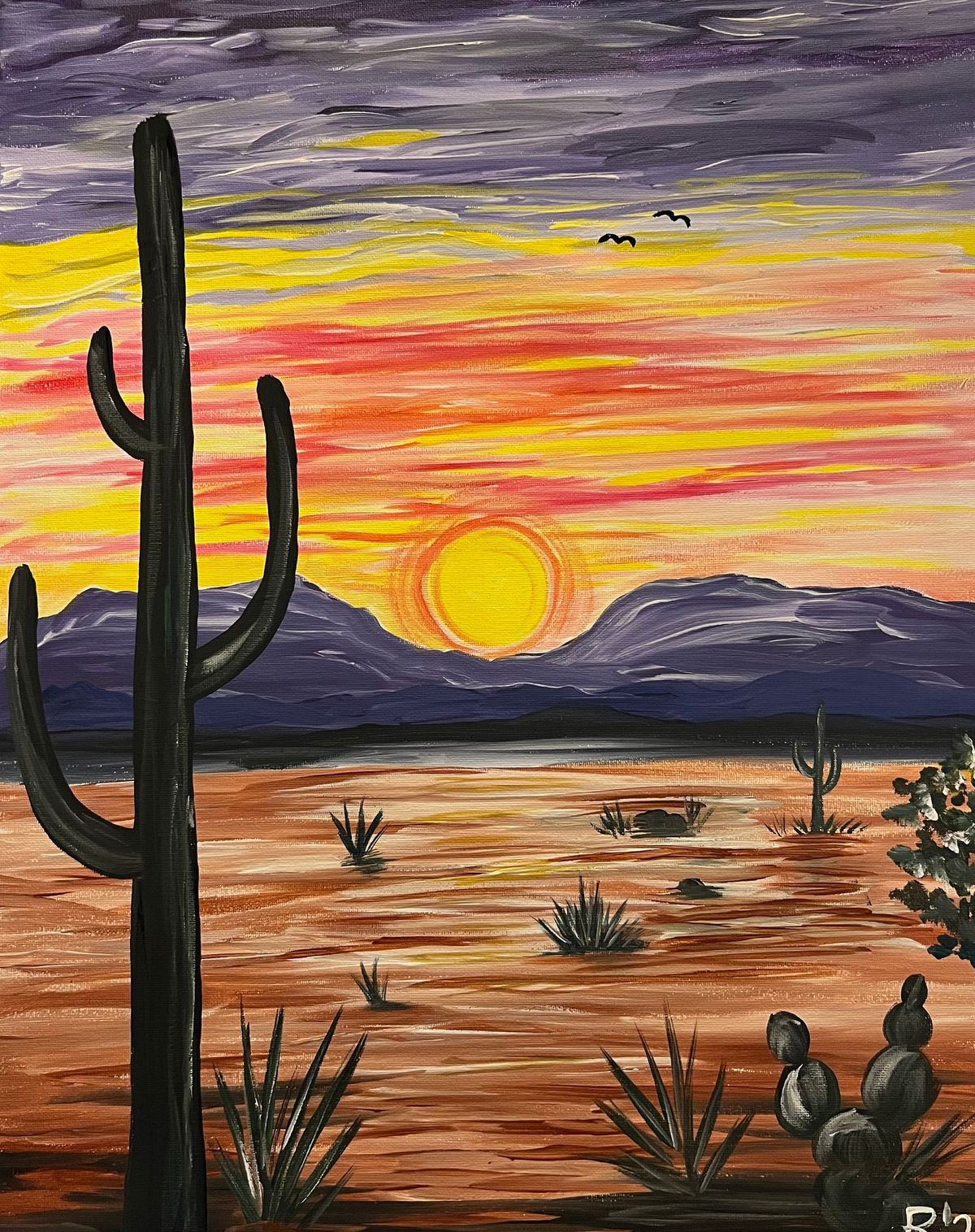 Let\u2019s Paint - Desert Cactus Sunset @ Warehouse Bar + Kitchen 6 to 8 pm