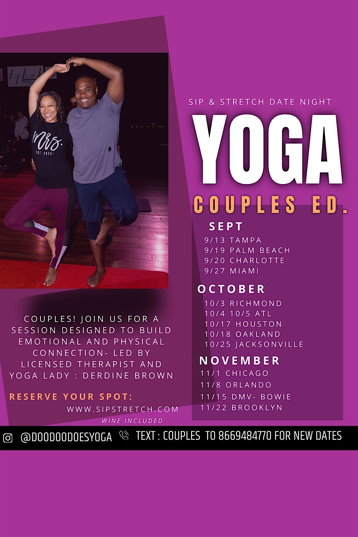 OCT 25TH  730PM | JACKSONVILLE| Sip & Stretch Couples Yoga Date Night