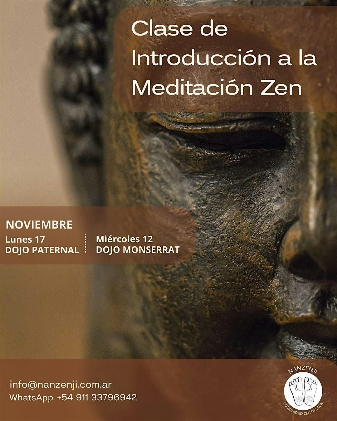 Clase Introducci\u00f3n a la Meditaci\u00f3n Zen-VIERNES 10 DE OCTUBRE -Dojo PATERNAL