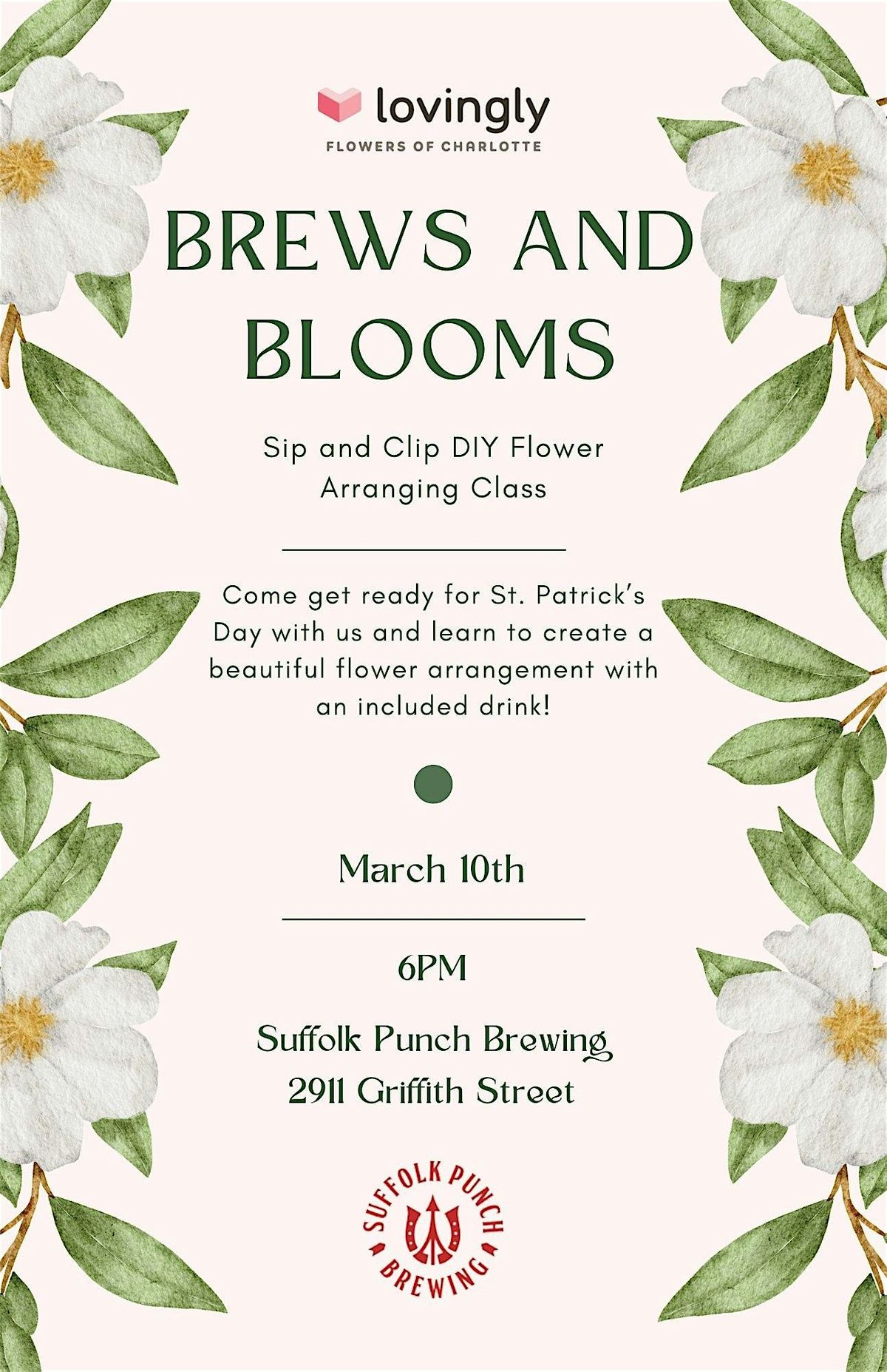 Brews and Blooms | Sip and Clip Floral Arranging Class