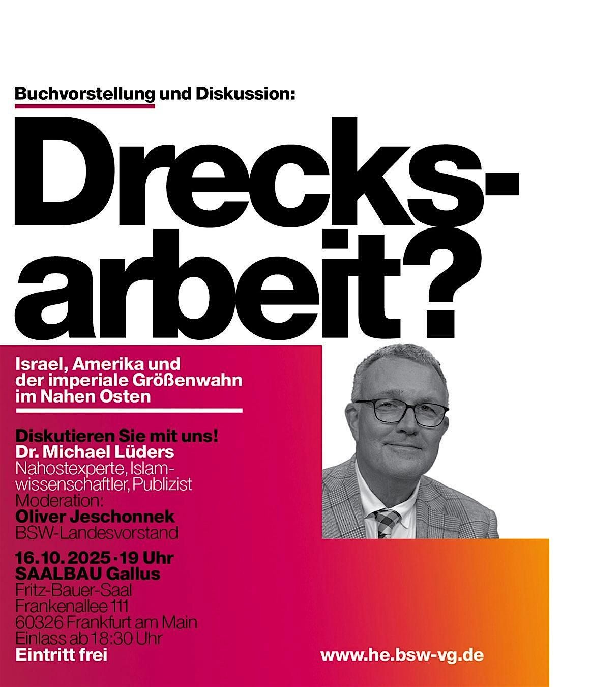 Michael L\u00fcders liest aus seinem neuen Buch \u201eDrecksarbeit\u201c
