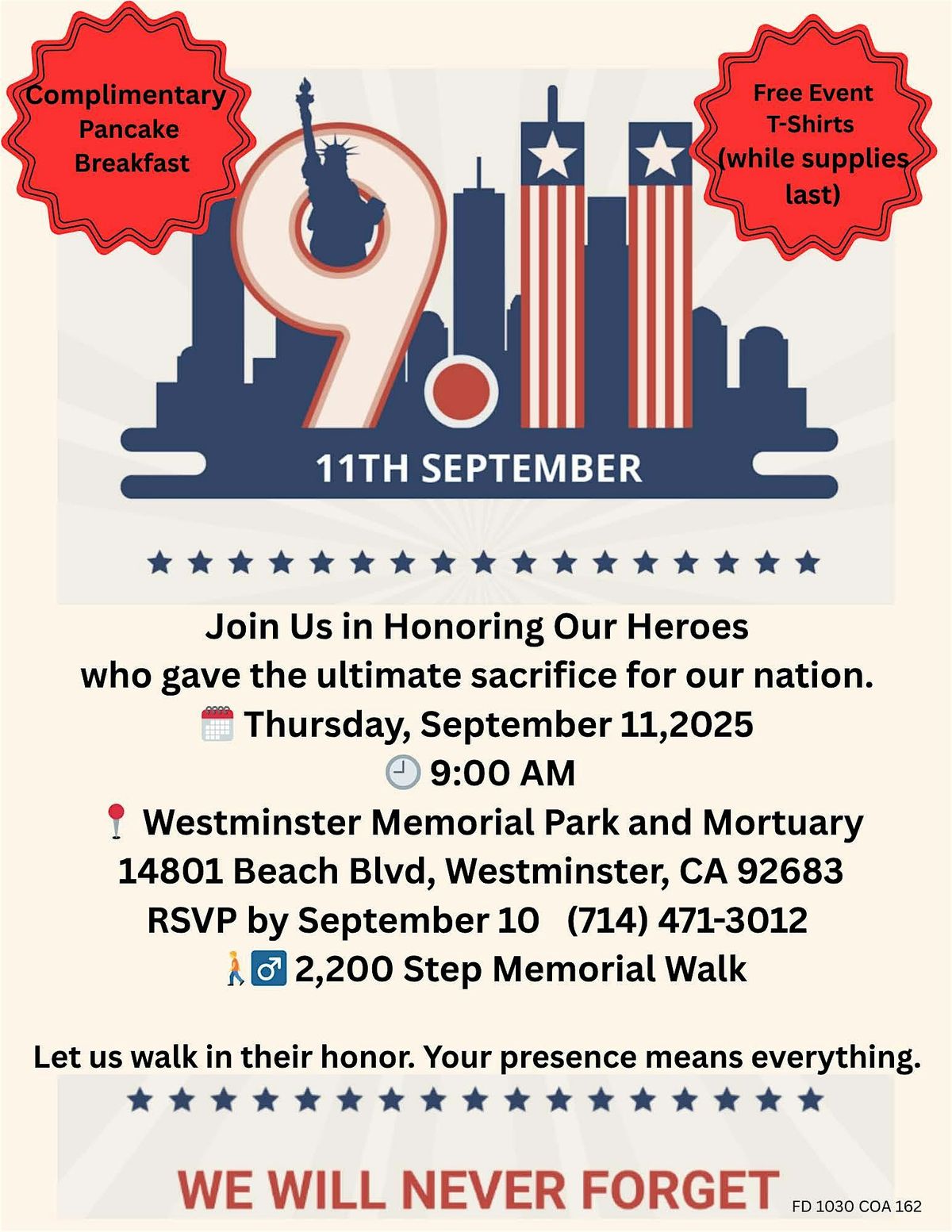 2,200 Steps September 11th Memorial Walk