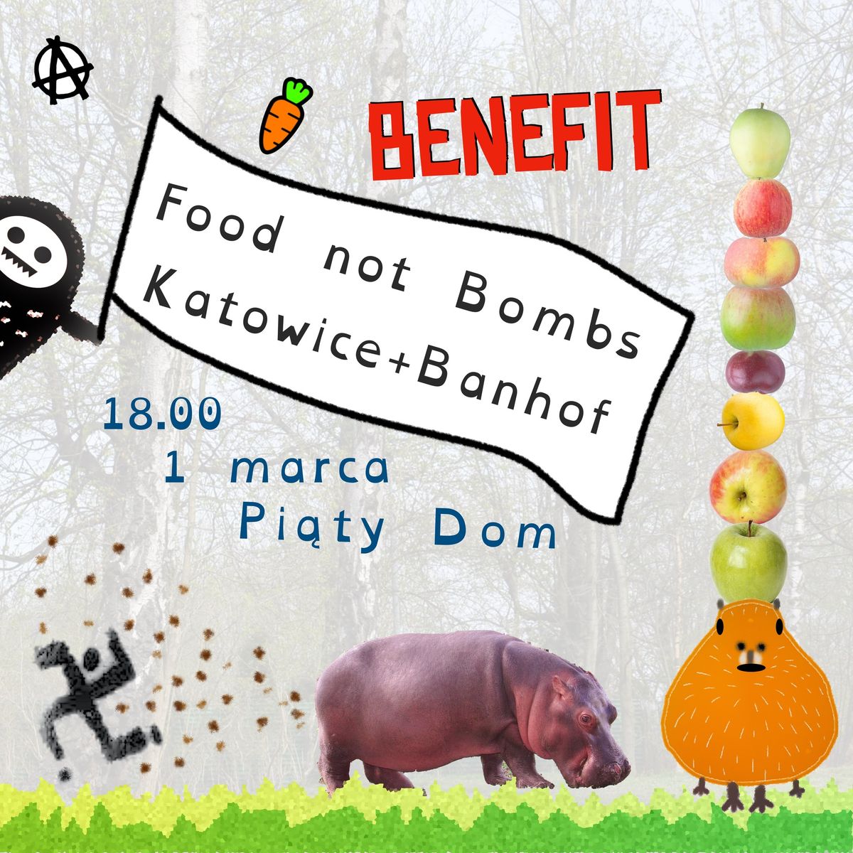 Benefit na Food not Bombs Katowice i Banhof - Bunkier, Gestas, R\u00e4t King, \u015amieci