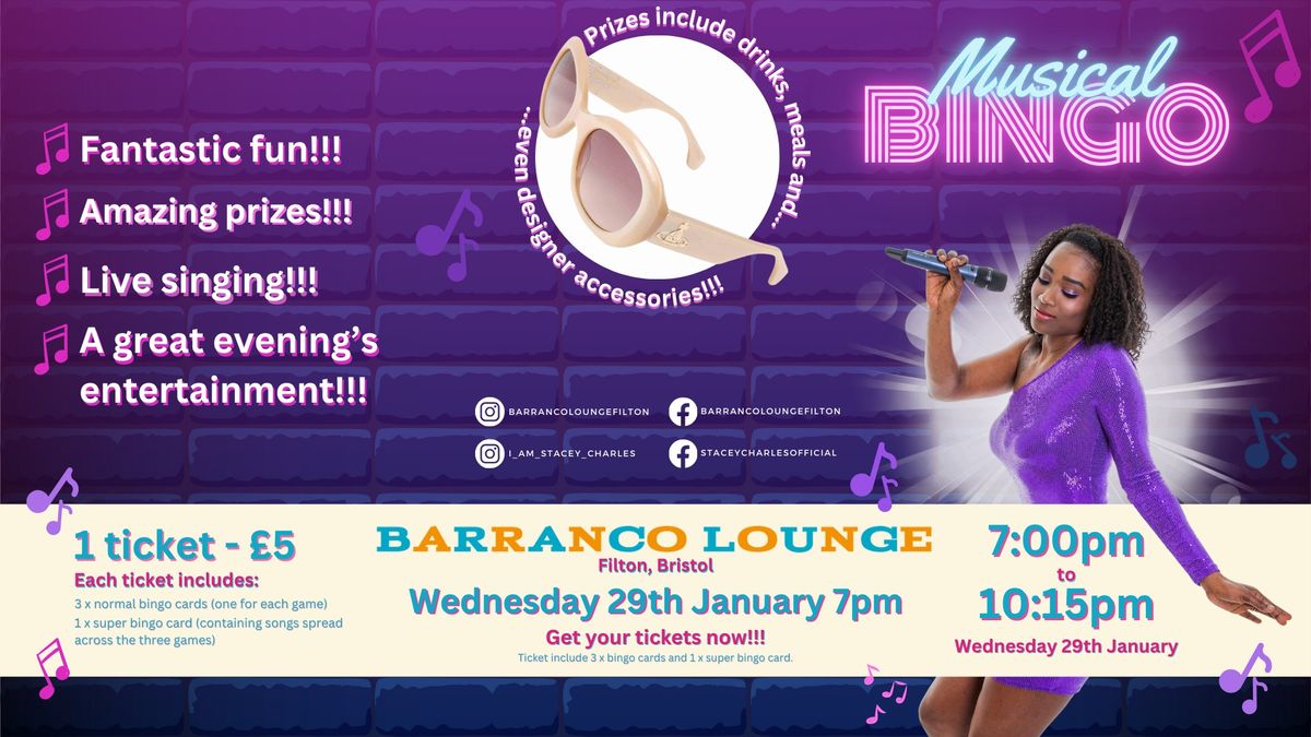 Musical Bingo live at Barranco Lounge (Filton, Bristol, UK) - Wednesday 29th January 7pm