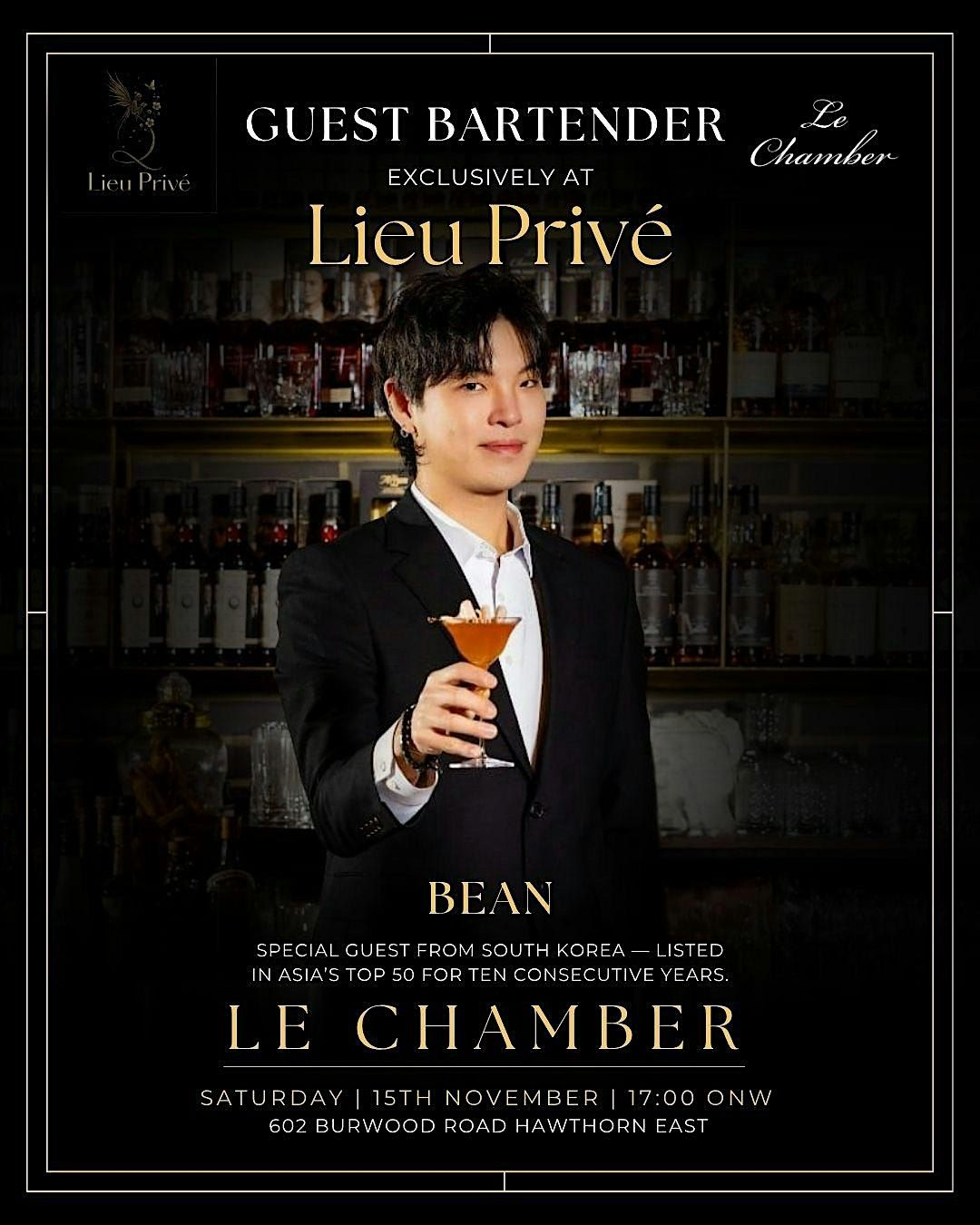 LE CHAMBER (Seoul) x LIEU PRIV\u00c9 - One night Guest Shift 15 NOV