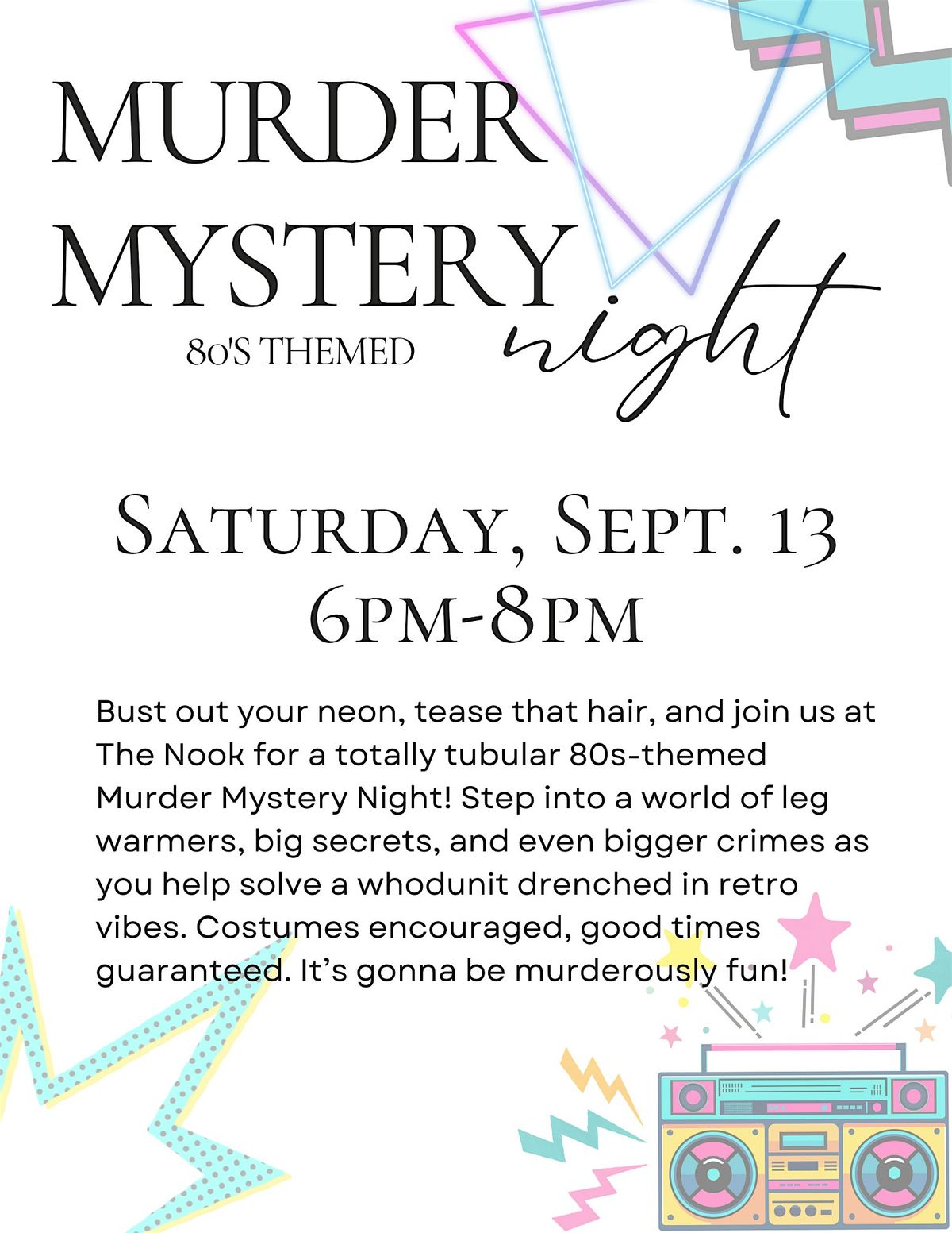 M**der Mystery- 80's Themed