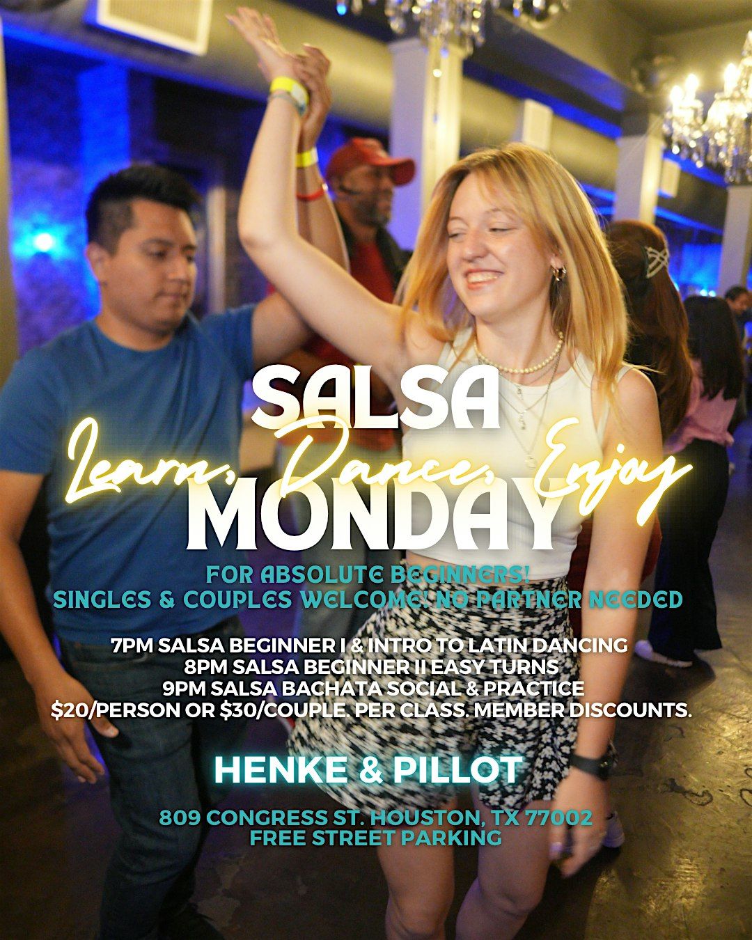 Salsa Lessons for Beginners. Mondays at 7p in Houston 09\/29