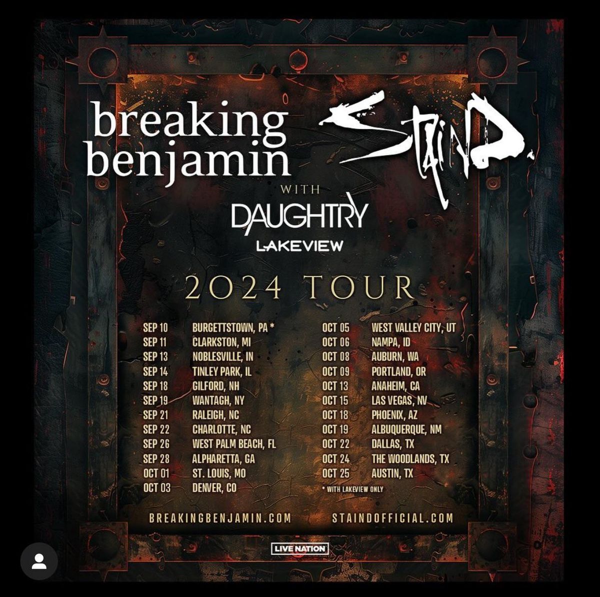 Staind and Breaking Benjamin with Daughtry