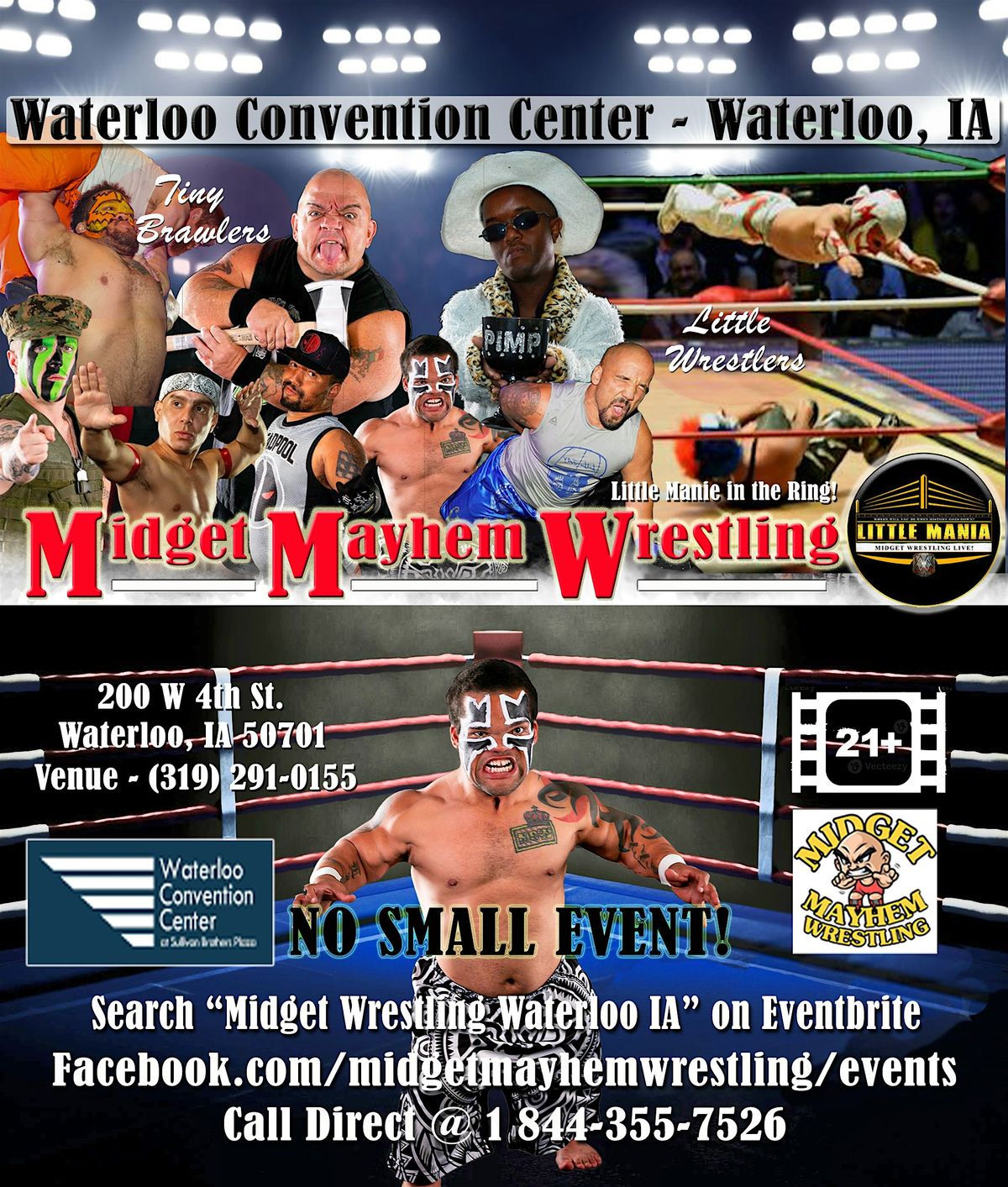 Midget Mayhem Wrestling Rips Through the Ring! Waterloo IA (Ages 12+)