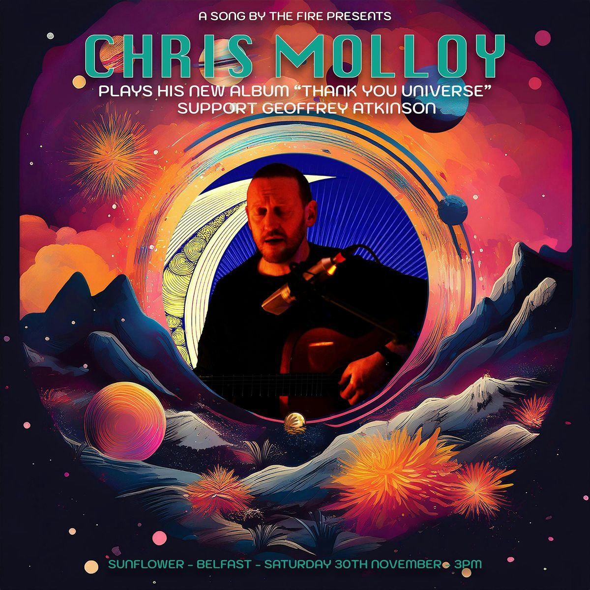 Chris Molloy plays new album "Thank You Universe" live at the Sunflower Belfast.