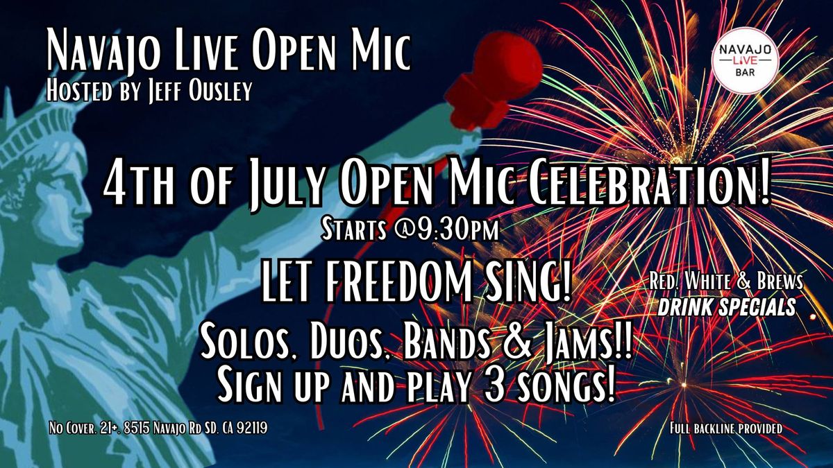 SPECIAL EVENT! LET FREDOM SING! Solo, Duo, Bands & Jams!