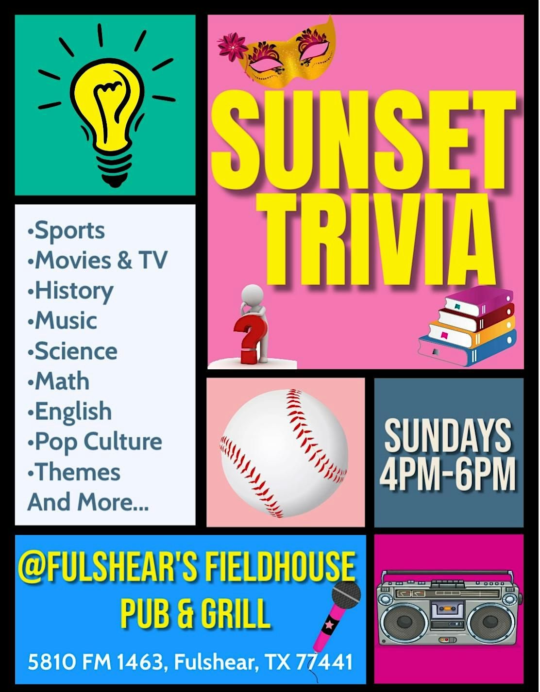 Sunset Trivia Night @ Fulshear's Fieldhouse Pub & Grill