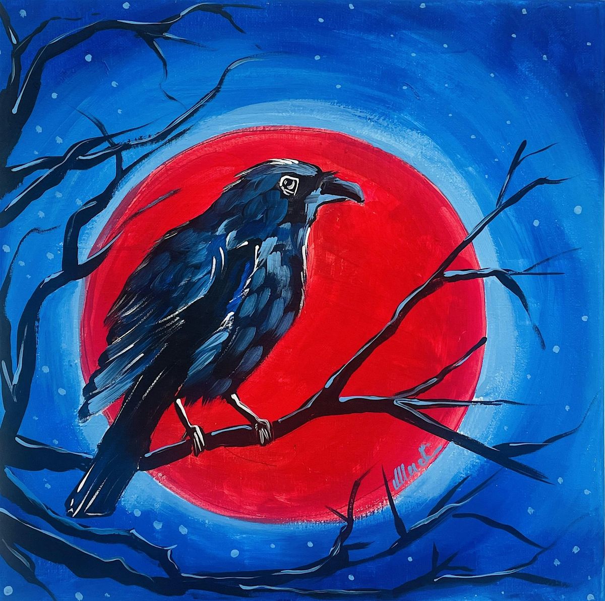 Halloween Sip n Painting - Crow Redmoon Messenger