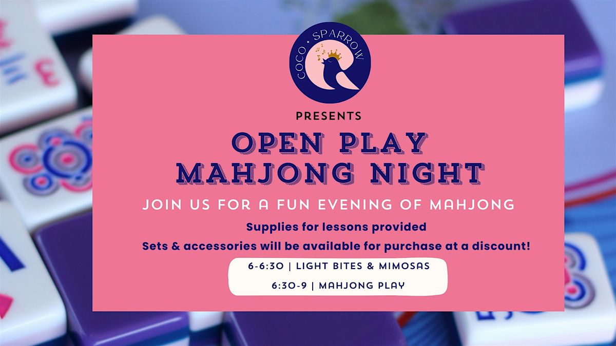 Mahjong Open Play by Coco & Sparrow at Water Oak Cafe & Bakery