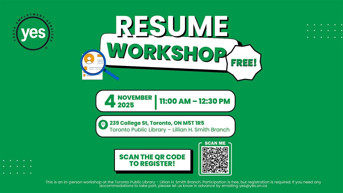 FREE Resume & Interview Workshop with YES at the TPL