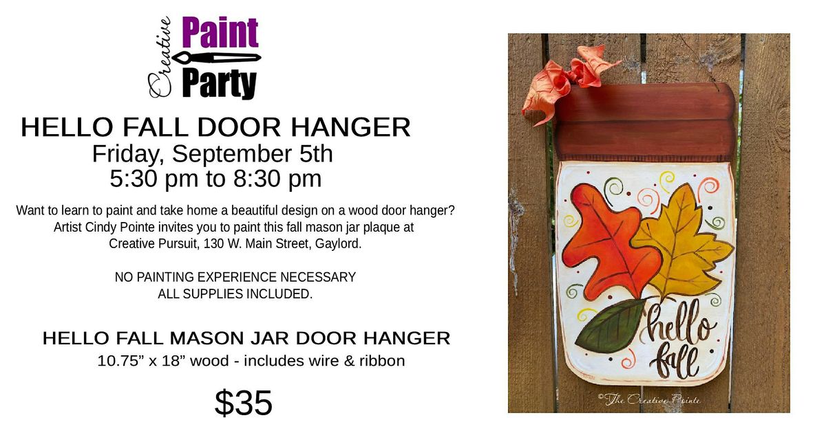 HELLO FALL Mason Jar Door Hanger
