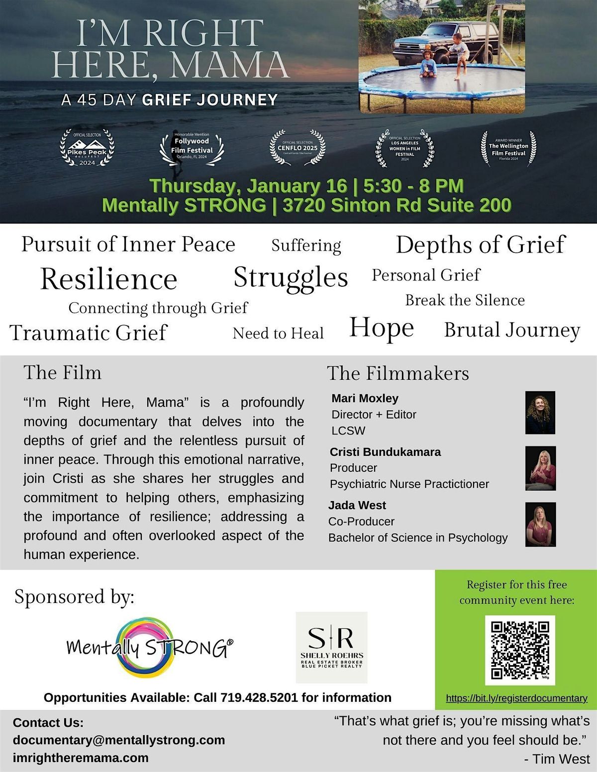 I'm Right Here, Mama - A 45 Day Grief Journey - Documentary Screening