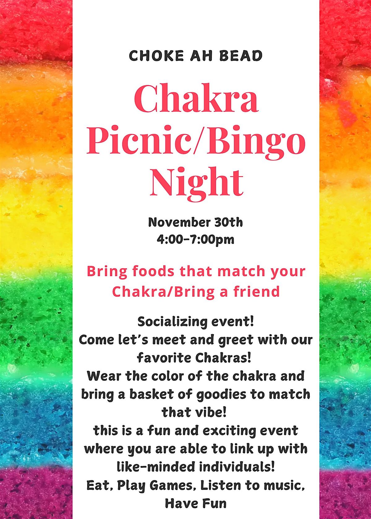 Chakra Picnic\/ Bingo Night\/ BYOB