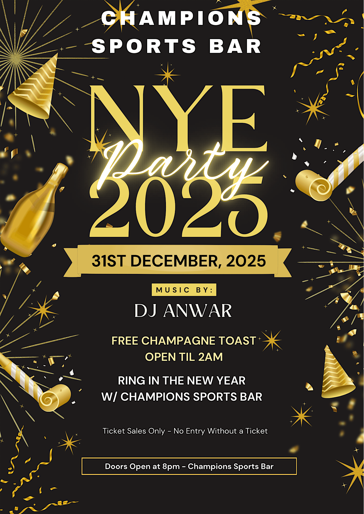 Champions Sports Bar New Years Eve 2025