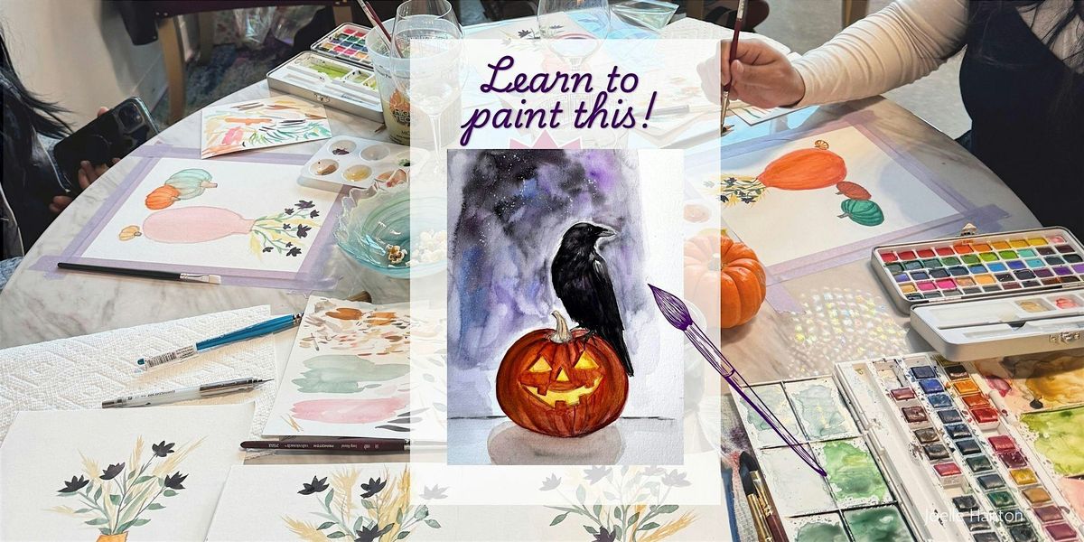Watercolor and Wine Halloween Fall Still Life\u2013Paint and Sip