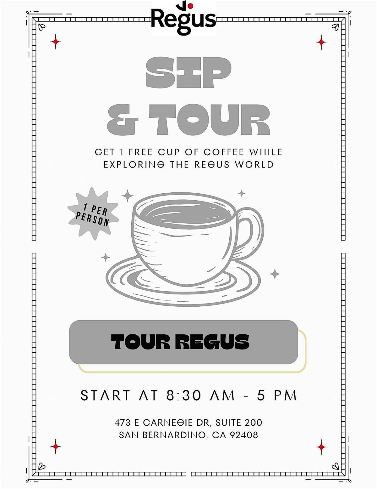 FREE COFFEE & TOUR ON REGUS!
