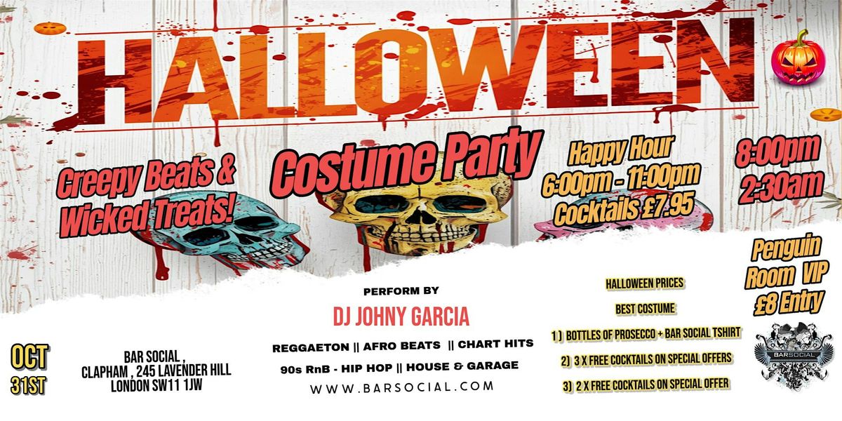 HALLOWEEN COSTUME PARTY at BAR SOCIAL \u2013 CLAPHAM