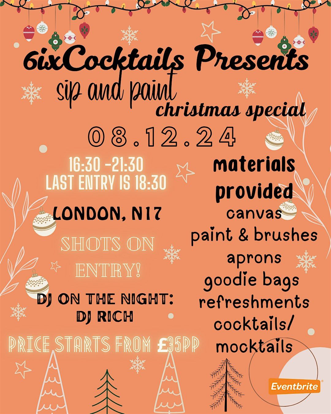 6ixCocktails Presents: Sip and Paint - Christmas Special