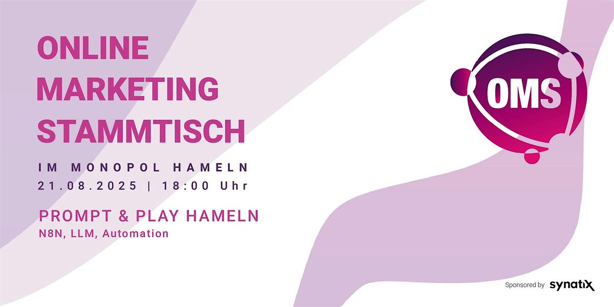 Online Marketing Stammtisch, Do 21.08. im Monopol Hameln