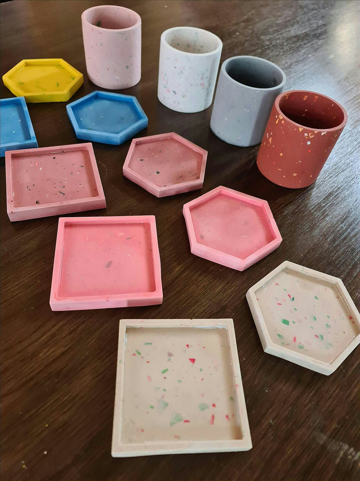 Terrazzo Style Pot or Trinket Tray\/Coasters