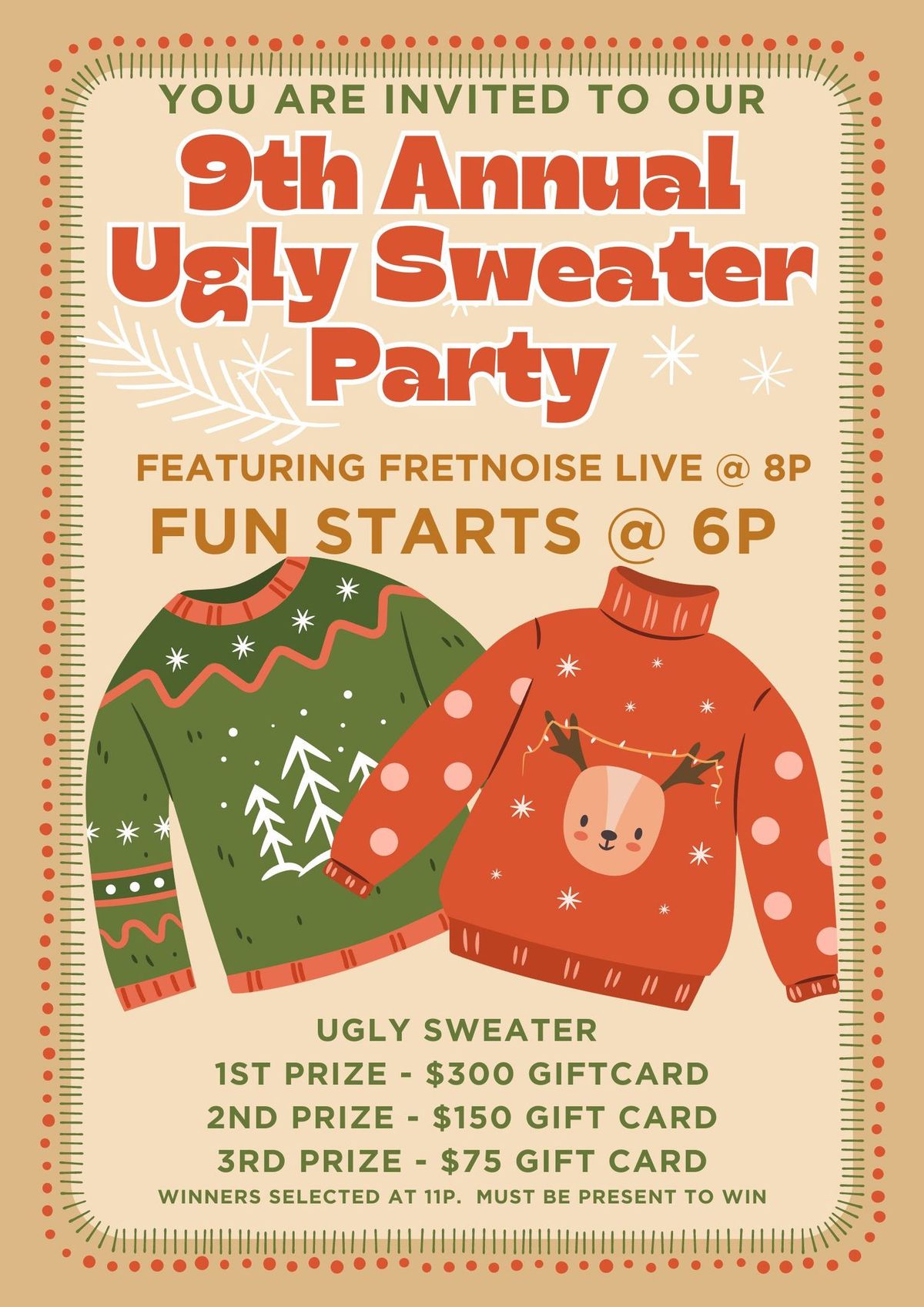 9th Annual Ugly Sweater Party with FretNoise