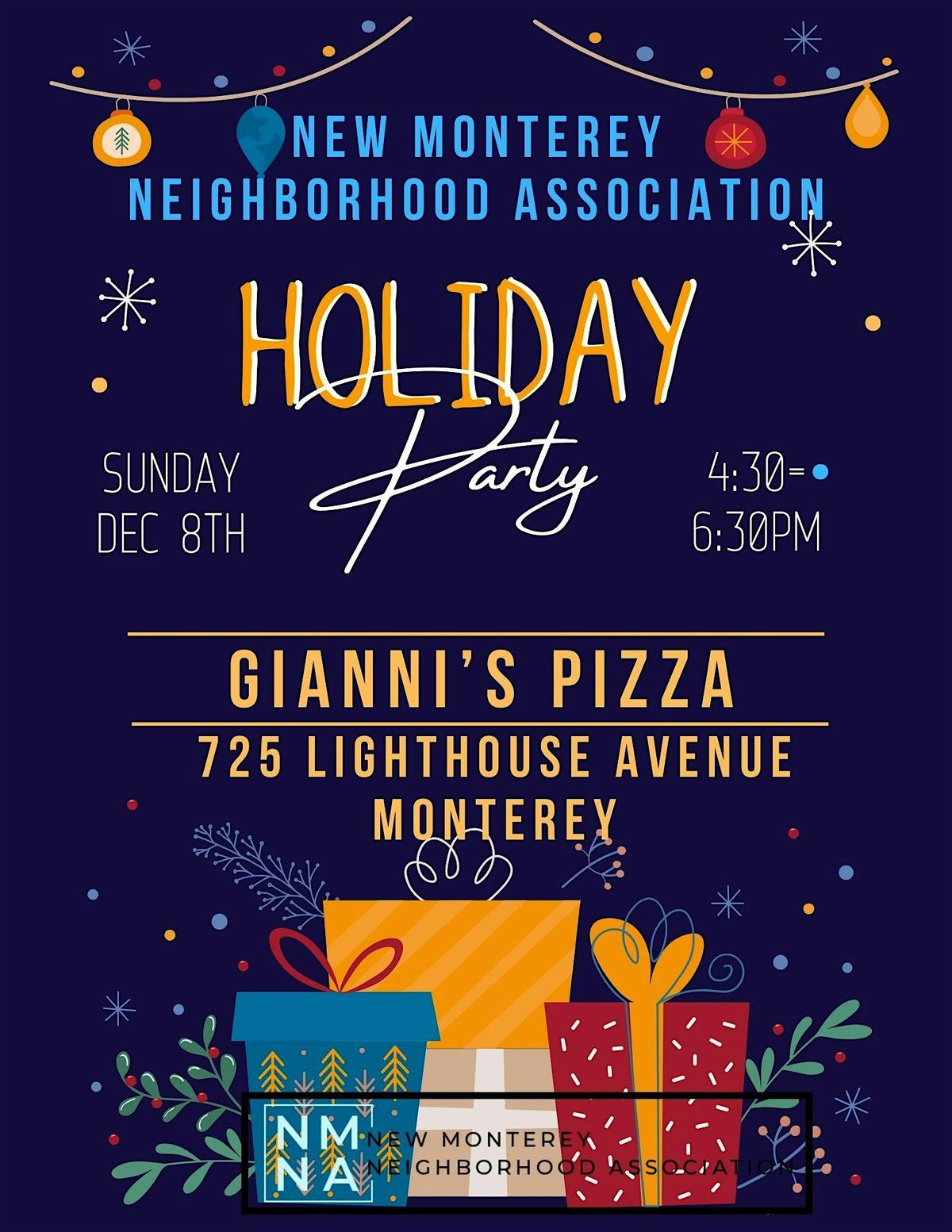 Holiday Party @ Gianni's Pizza - New Monterey Neighborhood Association