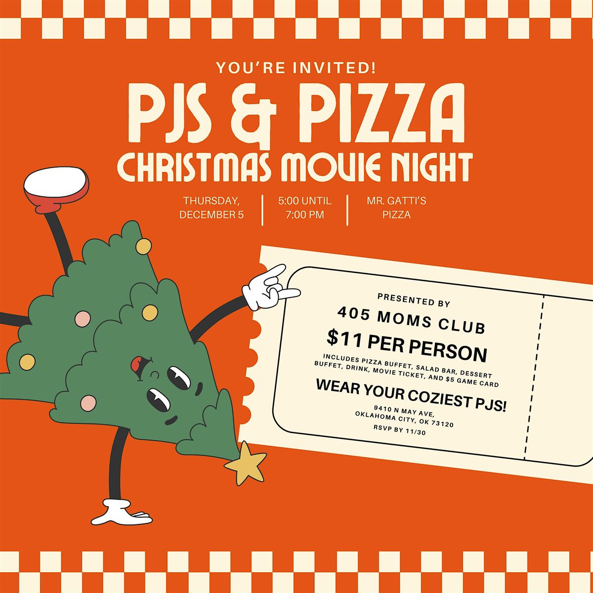 405 Moms Club PJs & Pizza Christmas Movie Night