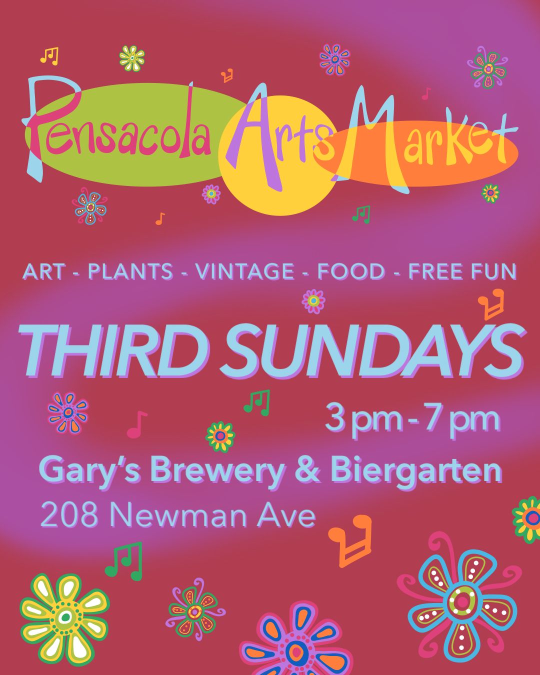 Pensacola Arts Market 3rd Sunday @ Gary's Brewery & Biertgarten