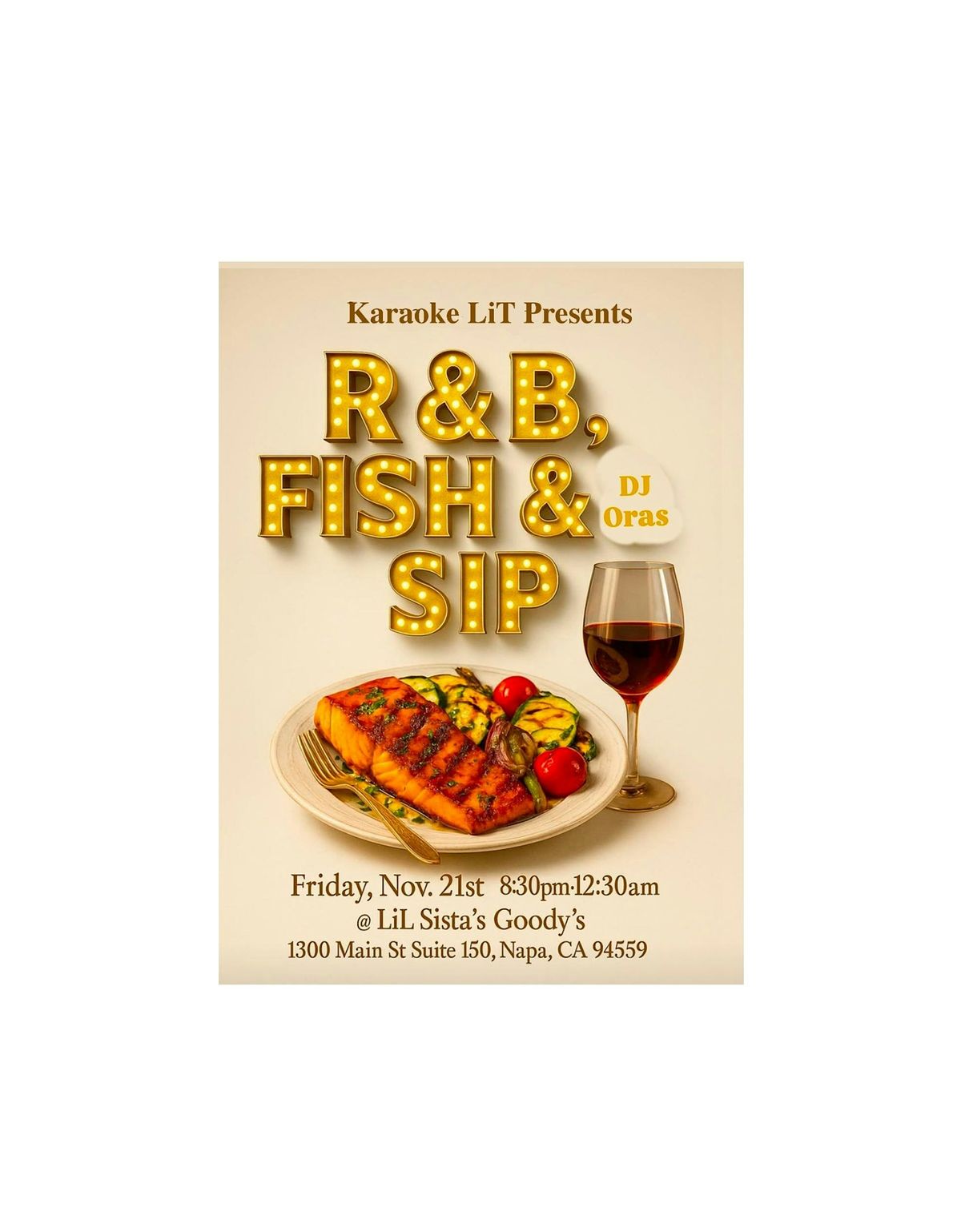 Karaoke LiT Presents: R&B, Fish & Sip