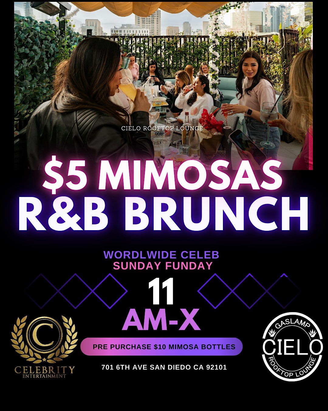 RNB Rooftop Brunch $5 mimosas and margarita slushies