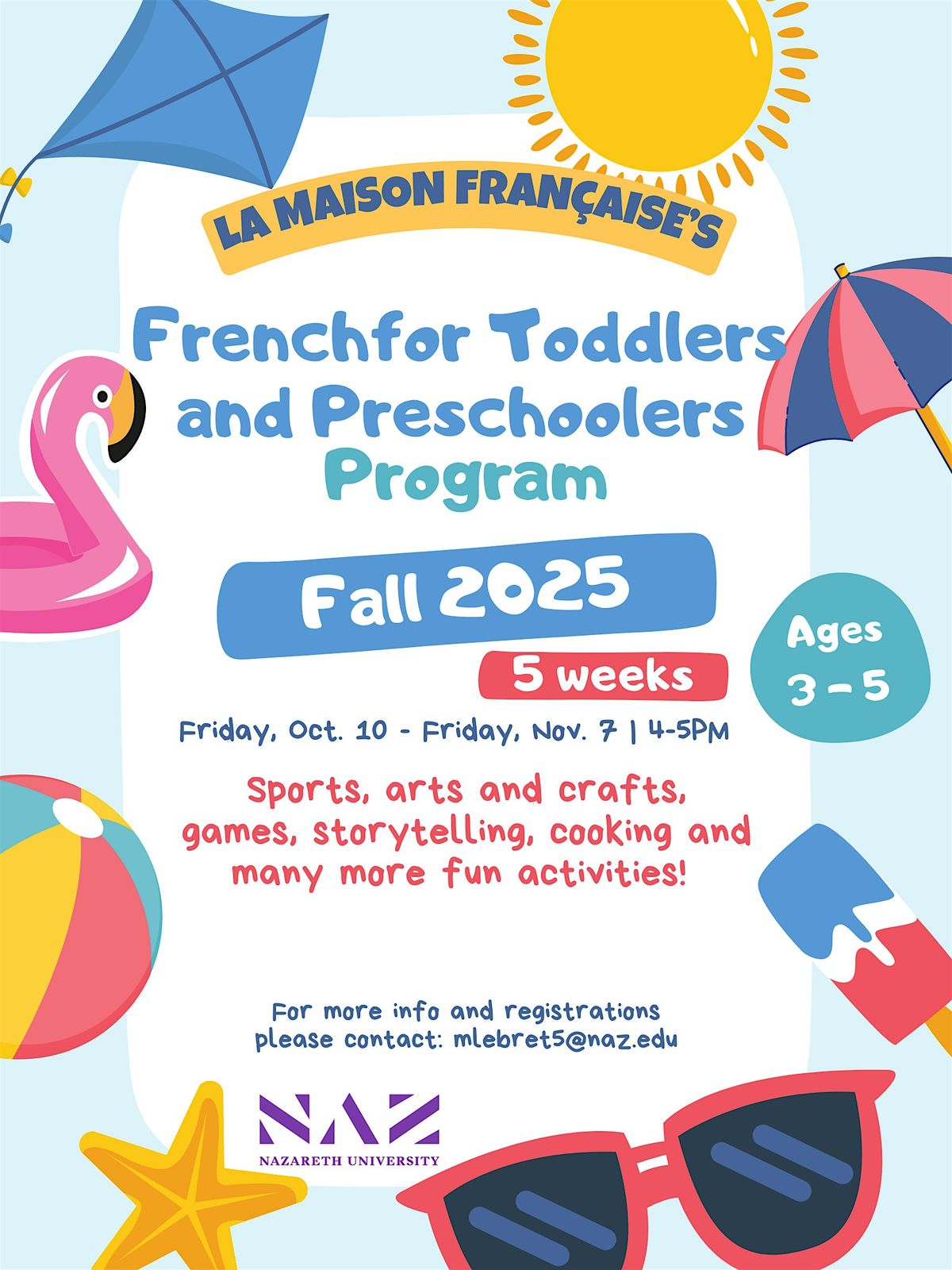 French for Toddlers and Preschoolers (3-5years old) Fall 2025