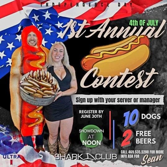 1st Annual Hot Dog Eating Contest at Shark Club USA