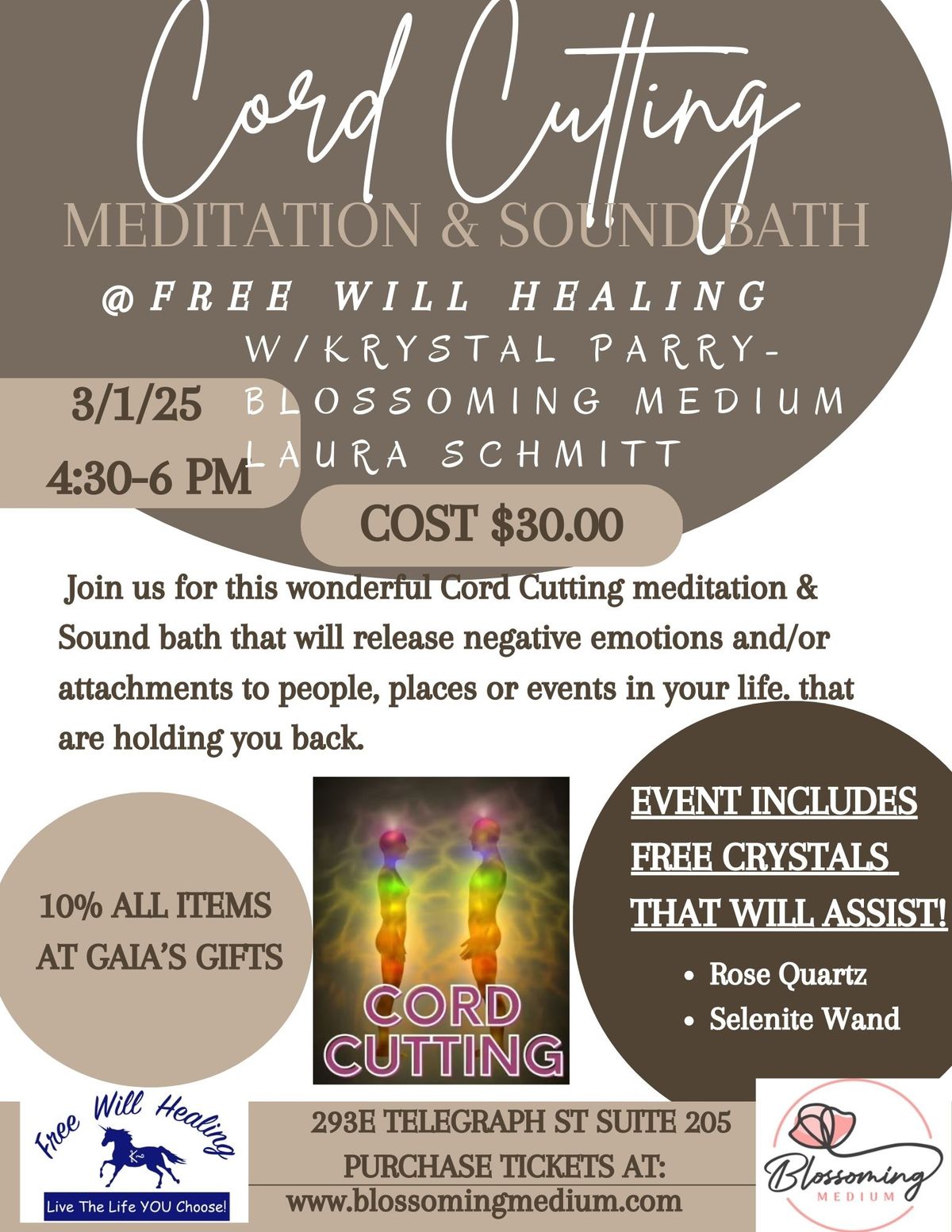 Cord Cutting Meditation and Sound bath @FWH 3\/1\/25 4:30-6pm Cost is $30.00