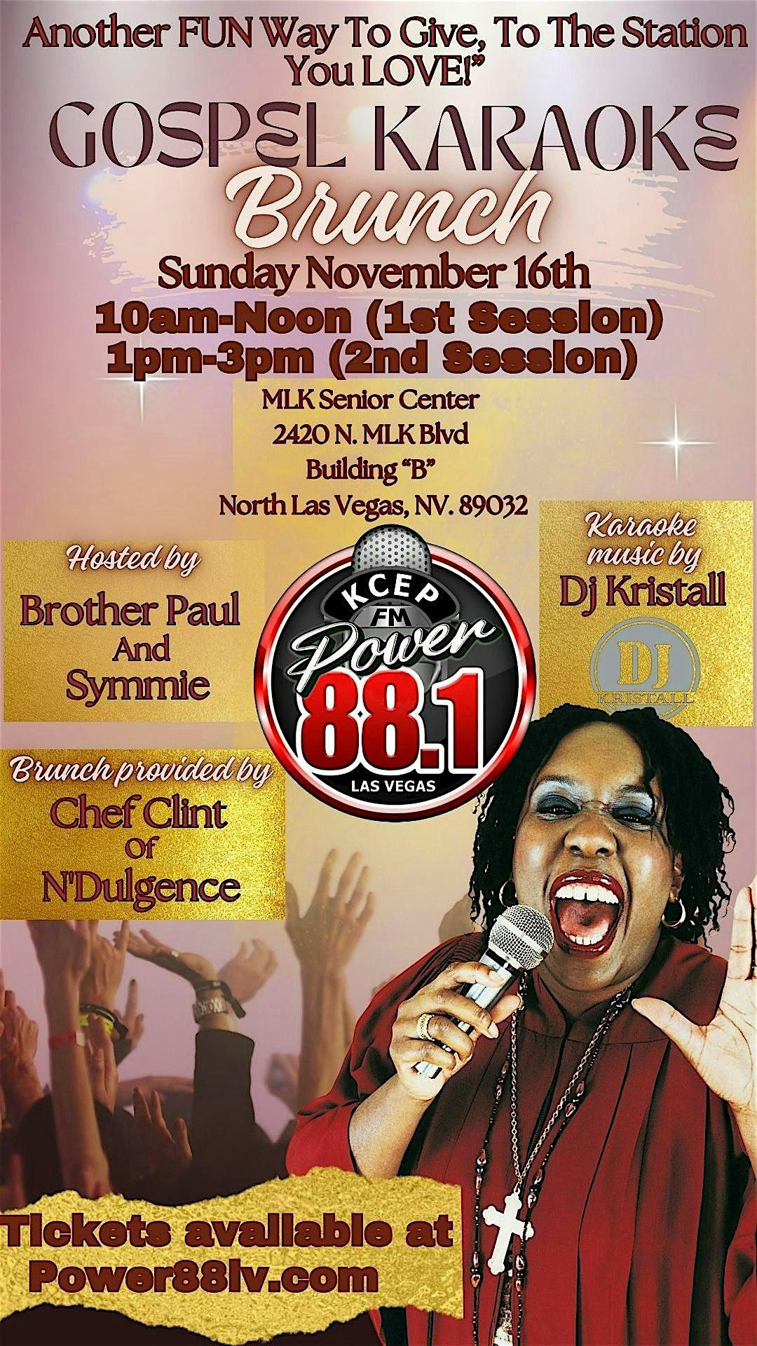 GOSPEL KARAOKE BRUNCH - SESSION 1 (10A-12P) or SESSION 2 (1P-3P)